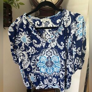 Rachel Zoe Floral Blue and White Blouse